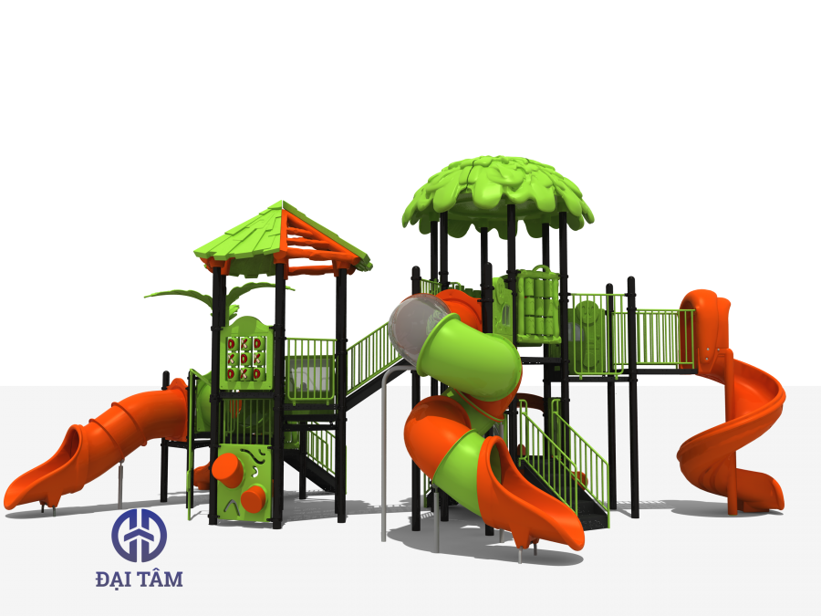Sân chơi rừng nhựa ngoài trời dành cho trẻ em có cầu trượt cho trường học DTS15
