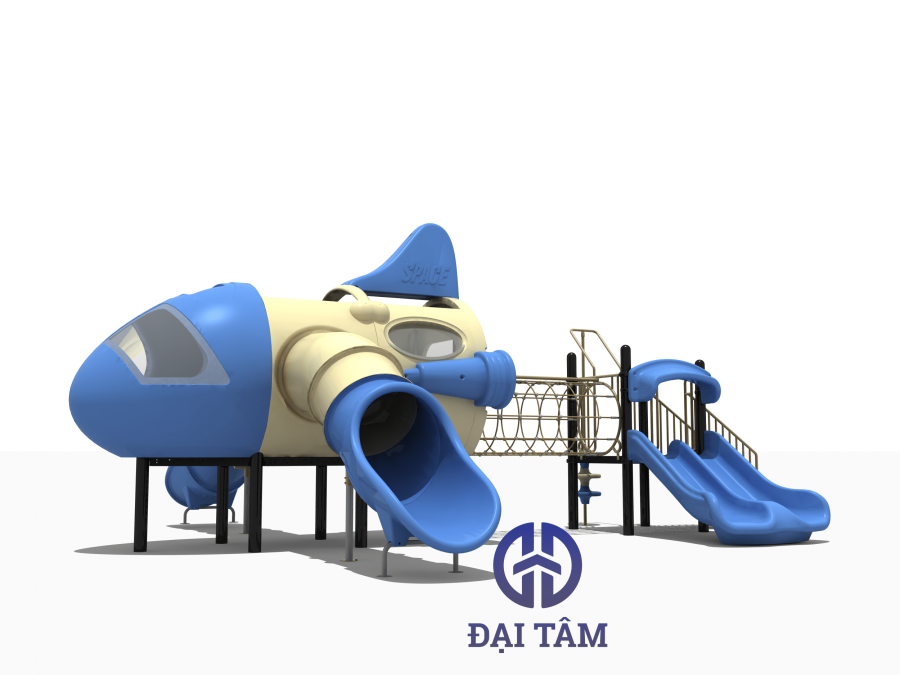 Bộ đồ chơi máy bay Cấu trúc sân chơi lưới dây ngoài trời có cầu trượt cho trường mẫu giáo DTS06