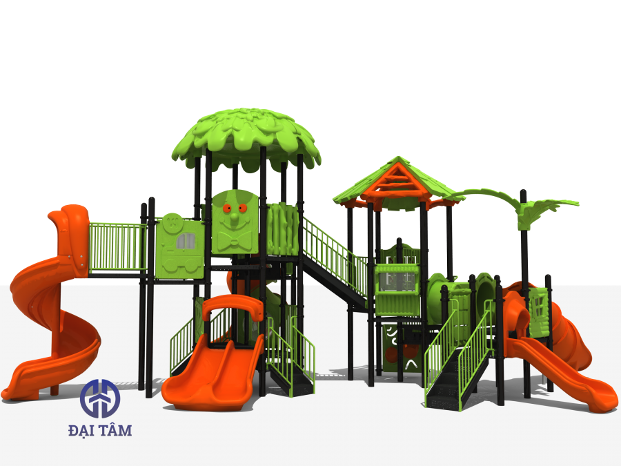 Sân chơi rừng nhựa ngoài trời dành cho trẻ em có cầu trượt cho trường học DTS15